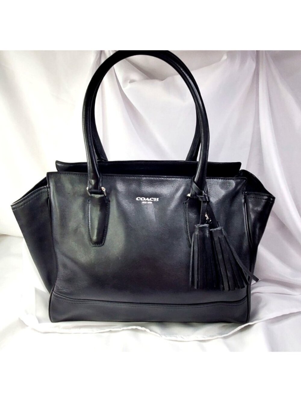 Coach Legacy Candice Carryall Black Leather Tote Bag Tassel & Dust Bag Y2K 19890 - Picture 7 of 14